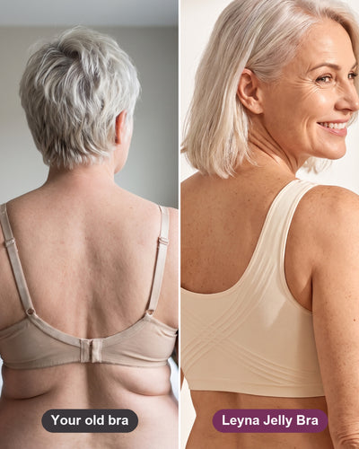 Old underwire bra vs Leyna Jelly Bra, back view