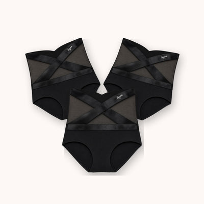 Three Leyna high-waisted sculpt briefs in black