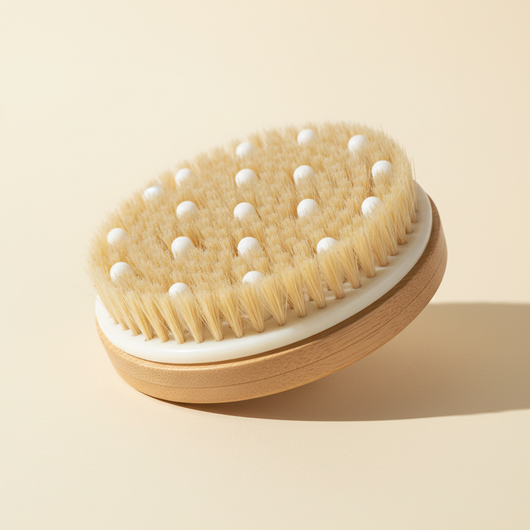 Side view showing the depth of the bristles and the raised silicone nubs